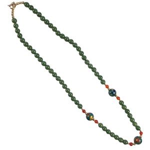 Vintage Jade Necklace with Cloissoine Beads